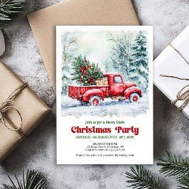 Cozy red truck Christmas scene festive invitation 招待状