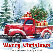 Cozy red truck Christmas scene rustic party napkin