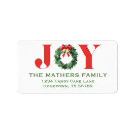 Cozy Red Wreath Christmas Return Address Label ラベル