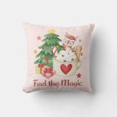 Cozy Reindeer Christmas Throw Pillow クッション (正面)