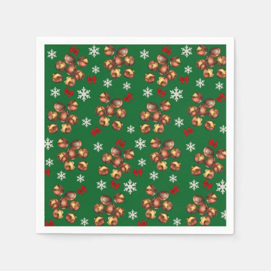 Cozy Roasted Chestnuts And Snowflakes Winter スタンダードカクテルナプキン (正面)