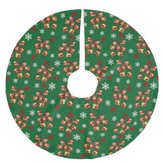 Cozy Roasted Chestnuts  And Snowflakes Winter ブラッシュドポリエステルツリースカート (正面)