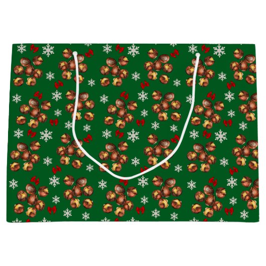 Cozy Roasted Chestnuts  And Snowflakes Winter ラージペーパーバッグ (正面)