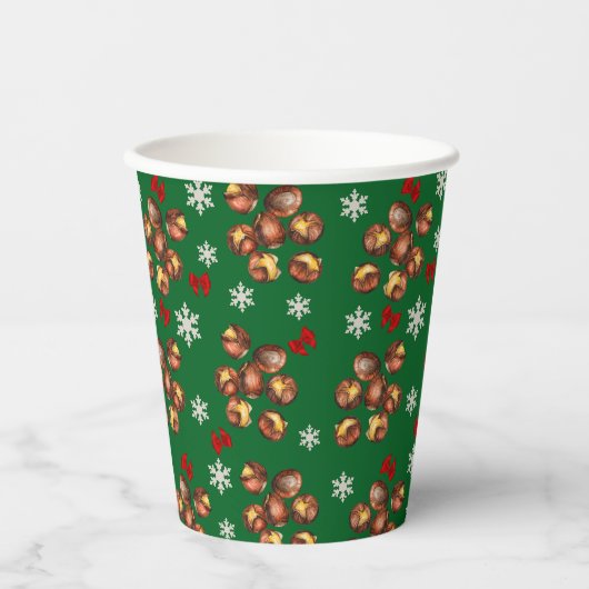 Cozy Roasted Chestnuts  And Snowflakes Winter 紙コップ (正面)