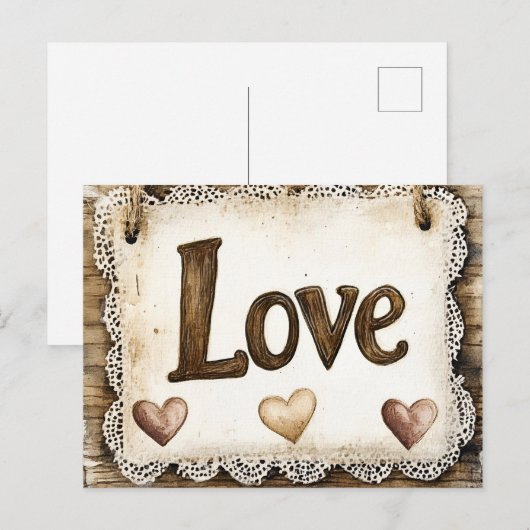 Cozy Romantic Valentines Day Clipart ポストカード (正面/裏面)