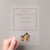 Cozy Rustic Cabin Illustration アクリル招待状 (インサイチュ (ポータブル))