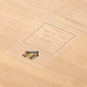 Cozy Rustic Cabin Illustration アクリル招待状 (レイダウン)