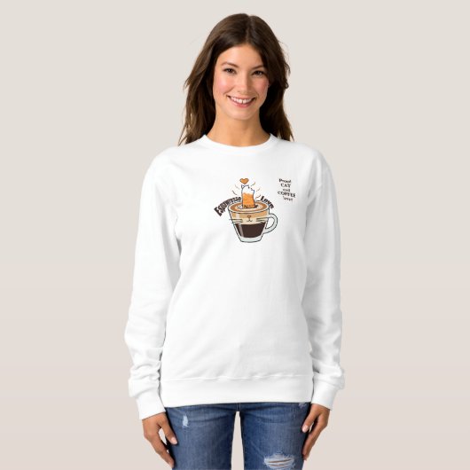 Cozy Rustic Cat Coffee Lover Funny Style  スウェットシャツ (正面フル)