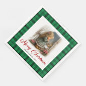 Cozy Rustic Christmas Scene Custom Name Napkins (コーナー)