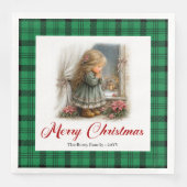 Cozy Rustic Christmas Scene Custom Name Napkins (正面)