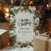 Cozy Rustic Evergreen Christmas シーズンカード