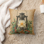 Cozy rustic lantern Christmas holly pine festive クッション (ブランケット)