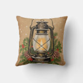 Cozy rustic lantern Christmas holly pine festive クッション (裏面)