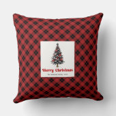 Cozy Rustic Plaid Personalized Family Name Pillow クッション (裏面)