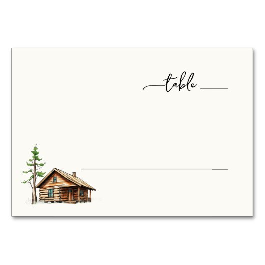 Cozy Rustic Wooden Cabin Illustration テーブルナンバー (正面)