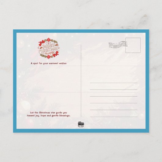 Cozy Samoyed Dog with Mini Snowman ポストカード (裏面)