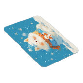 Cozy Samoyed Dog with Mini Snowman マグネット (右側)