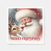 Cozy Santa and Rudolph Christmas Dinner Party   スタンダードカクテルナプキン (正面)