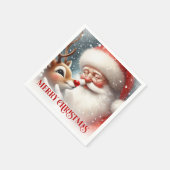 Cozy Santa and Rudolph Christmas Dinner Party   スタンダードカクテルナプキン (角)