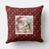 Cozy Santa and Rudolph Christmas Pillow Home Decor クッション (裏面)
