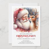 Cozy Santa and Rudolph Holiday Magic Family Party  招待状 (正面)