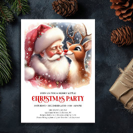 Cozy Santa and Rudolph Holiday Magic Family Party  招待状