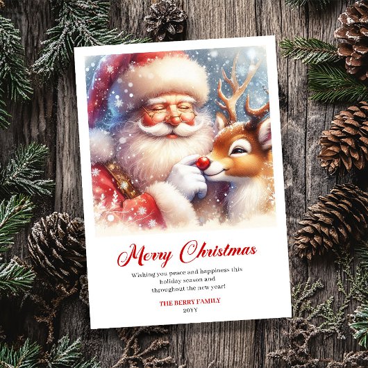 Cozy Santa And Rudolph Winter Christmas Greeting  シーズンカード