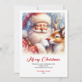 Cozy Santa And Rudolph Winter Christmas Greeting  シーズンカード (正面)