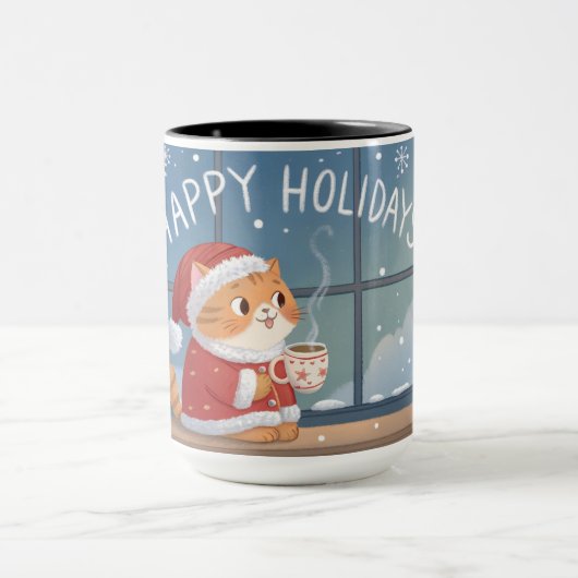  Cozy Santa Cat Holiday Mug マグカップ (中央)