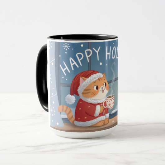  Cozy Santa Cat Holiday Mug マグカップ (正面左)