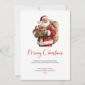 Cozy Santa Claus Classic Red Green Christmas Card シーズンカード (正面)