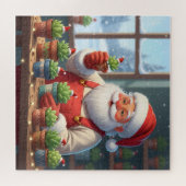 Cozy Santa Claus Gardener Planting Succulents ジグソーパズル (横)