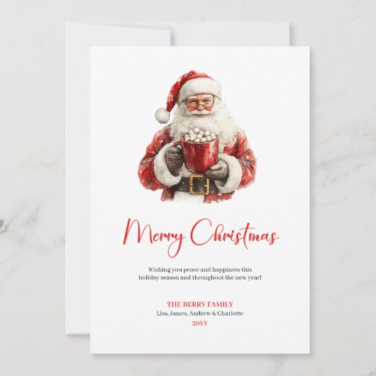 Cozy Santa Claus Minimalist Script Font Holiday   シーズンカード (正面)