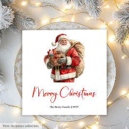 Cozy Santa Claus Minimalist Script Font Party スタンダードランチョンナプキン