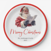 Cozy Santa Claus Red White Holiday Paper Plate  ペーパープレート (正面)
