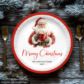 Cozy Santa Claus Red White Holiday Paper Plate  ペーパープレート