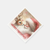 Cozy Santa Claus Rudolph Holiday Napkins Dinner  スタンダードカクテルナプキン (角)