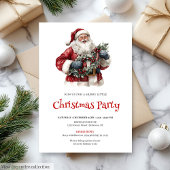 Cozy Santa Claus Watercolor Kids Holiday Invite 招待状