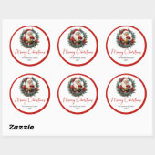 Cozy Santa Claus Watercolor Rustic Editable Label ラウンドシール (シート)
