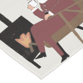 Cozy Santa Fireplace Pattern Holiday Table Runner ロングテーブルランナー (コーナー)