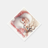 Cozy Santa Rudolph Holiday Table Napkins スタンダードカクテルナプキン (角)