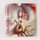 Cozy Santa Rudolph Personalized Christmas Kids   ジグソーパズル (横)