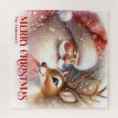Cozy Santa Rudolph Personalized Christmas Kids   ジグソーパズル (横)