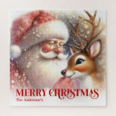 Cozy Santa Rudolph Personalized Christmas Kids   ジグソーパズル (縦)