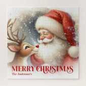 Cozy Santa Rudolph Personalized Christmas Kids Gif ジグソーパズル (縦)
