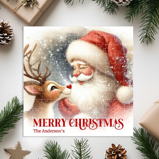 Cozy Santa Rudolph Personalized Christmas Kids Gif ジグソーパズル