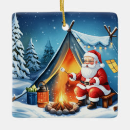 Cozy Santa Winter Camping Adventure セラミックオーナメント