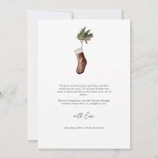 Cozy Scandi Boho Archファミリーフォトクリスマス シーズンカード (裏面)