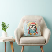 Cozy Scholar Penguin Reading Book Throw Pillow クッション (椅子)