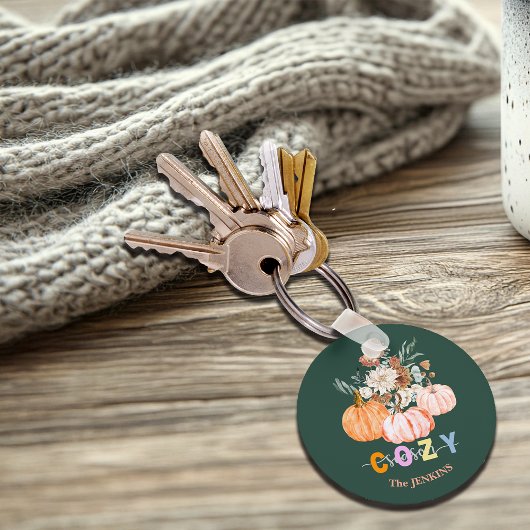 Cozy Season Harvest Blooms Personalize Name キーホルダー